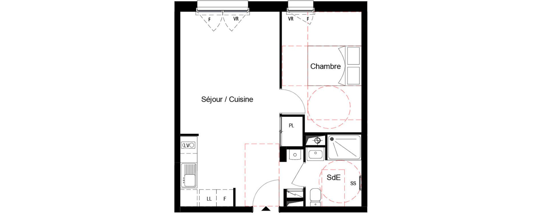 Appartement T2 de 42,18 m2 &agrave; Cou&euml;ron Centre