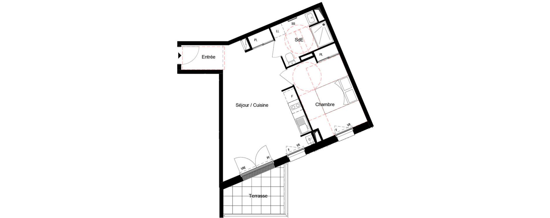 Appartement T2 de 45,58 m2 &agrave; Cou&euml;ron Centre