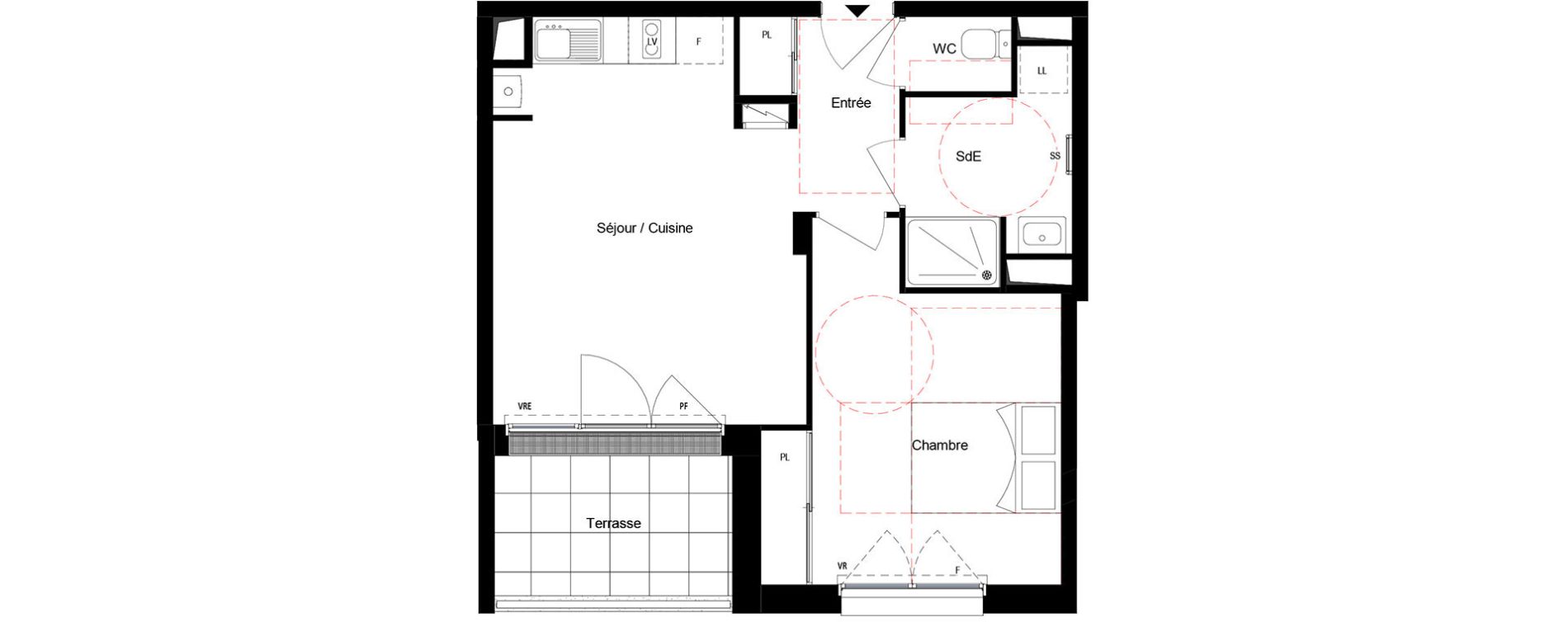 Appartement T2 de 43,15 m2 &agrave; Cou&euml;ron Centre