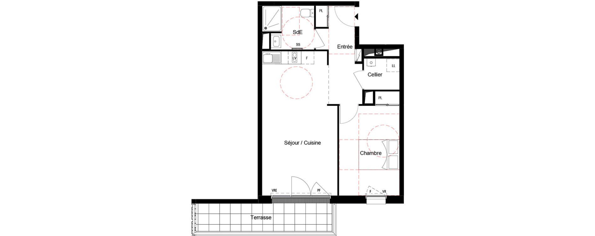 Appartement T2 de 49,59 m2 &agrave; Cou&euml;ron Centre