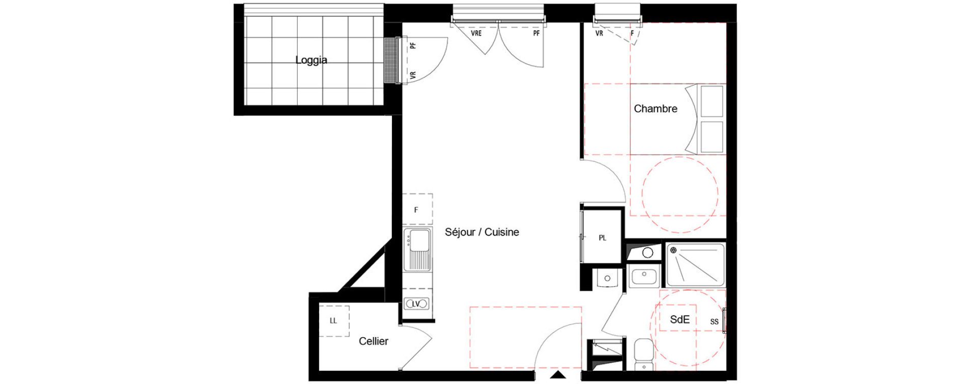 Appartement T2 de 44,37 m2 &agrave; Cou&euml;ron Centre