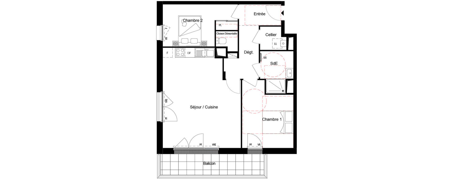 Appartement T3 de 67,35 m2 &agrave; Cou&euml;ron Centre