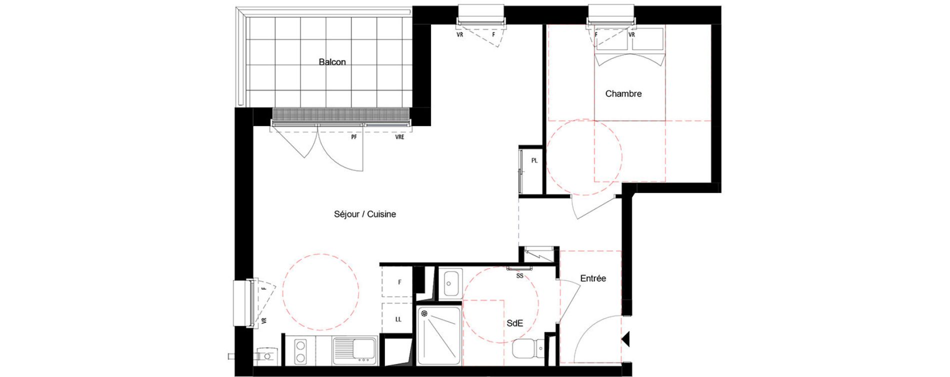 Appartement T2 de 45,19 m2 &agrave; Cou&euml;ron Centre