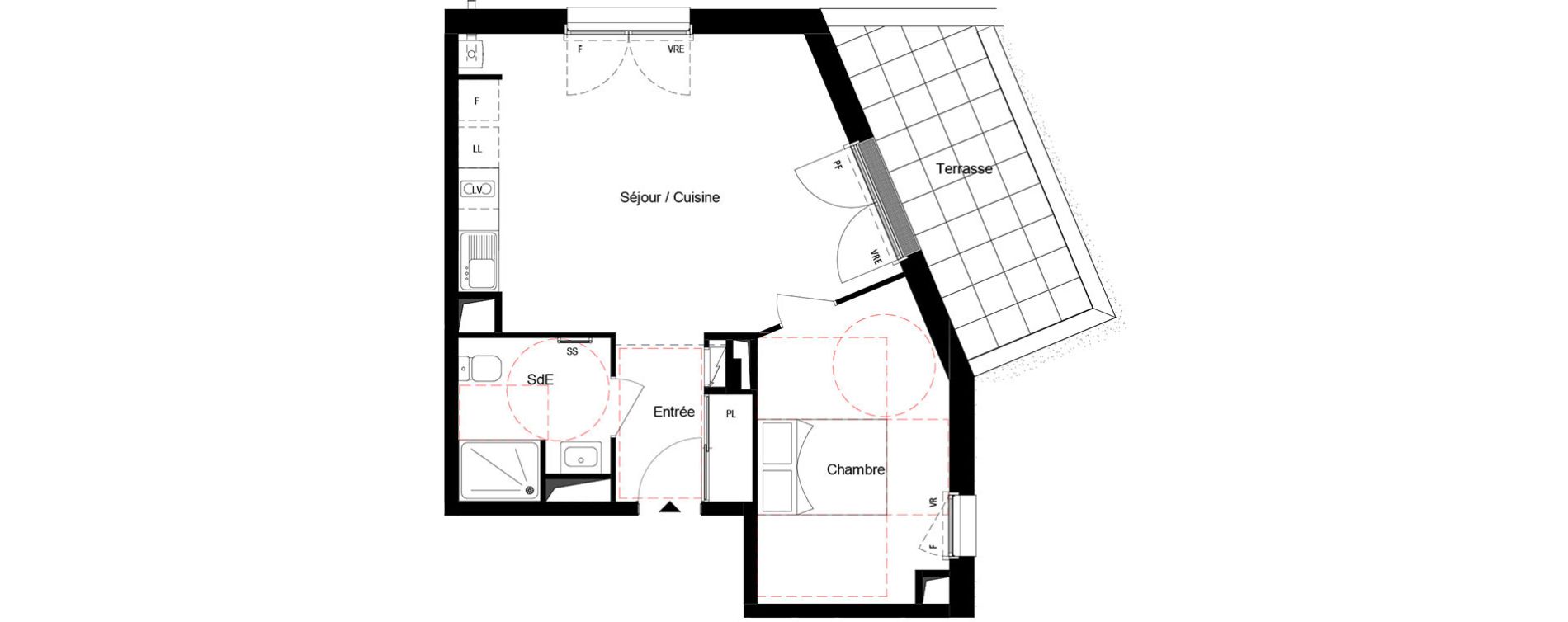 Appartement T2 de 45,88 m2 &agrave; Cou&euml;ron Centre