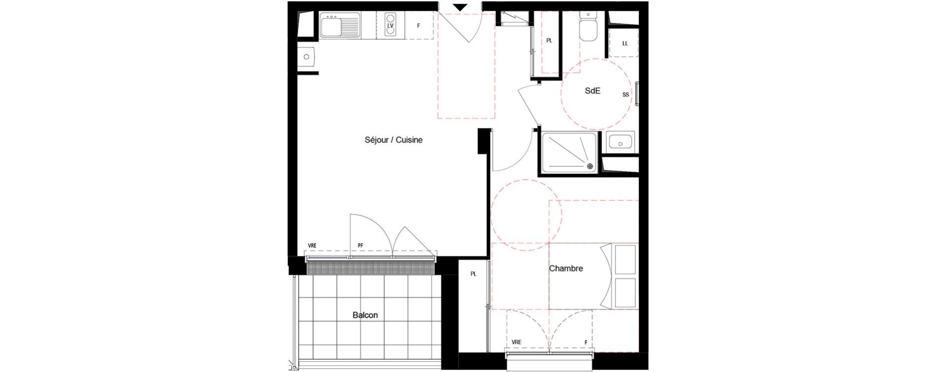 Appartement T2 de 42,95 m2 &agrave; Cou&euml;ron Centre