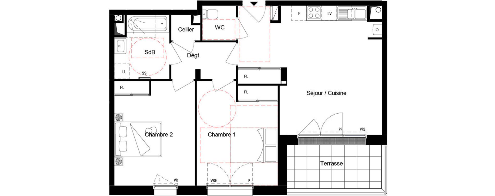 Appartement T3 de 64,12 m2 &agrave; Cou&euml;ron Centre
