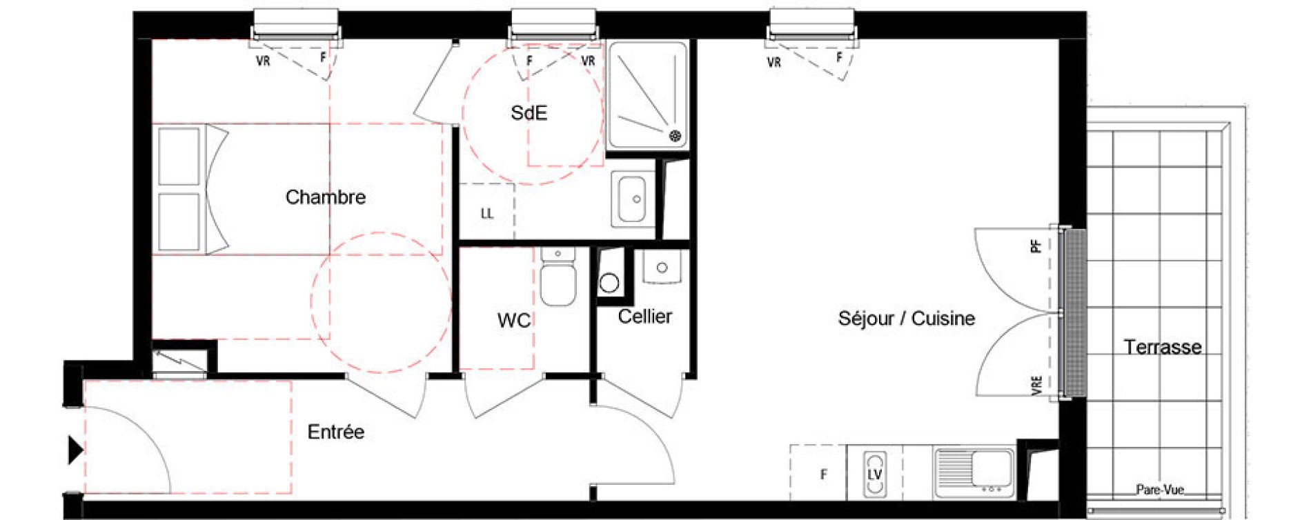 Appartement T2 de 46,37 m2 &agrave; Cou&euml;ron Centre