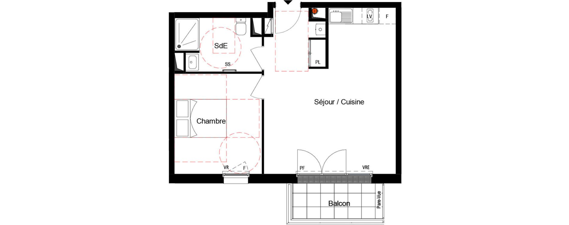 Appartement T2 de 45,95 m2 &agrave; Cou&euml;ron Centre