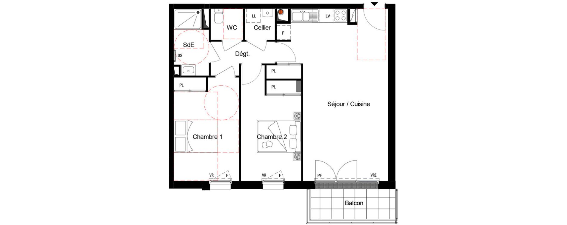 Appartement T3 de 65,25 m2 &agrave; Cou&euml;ron Centre