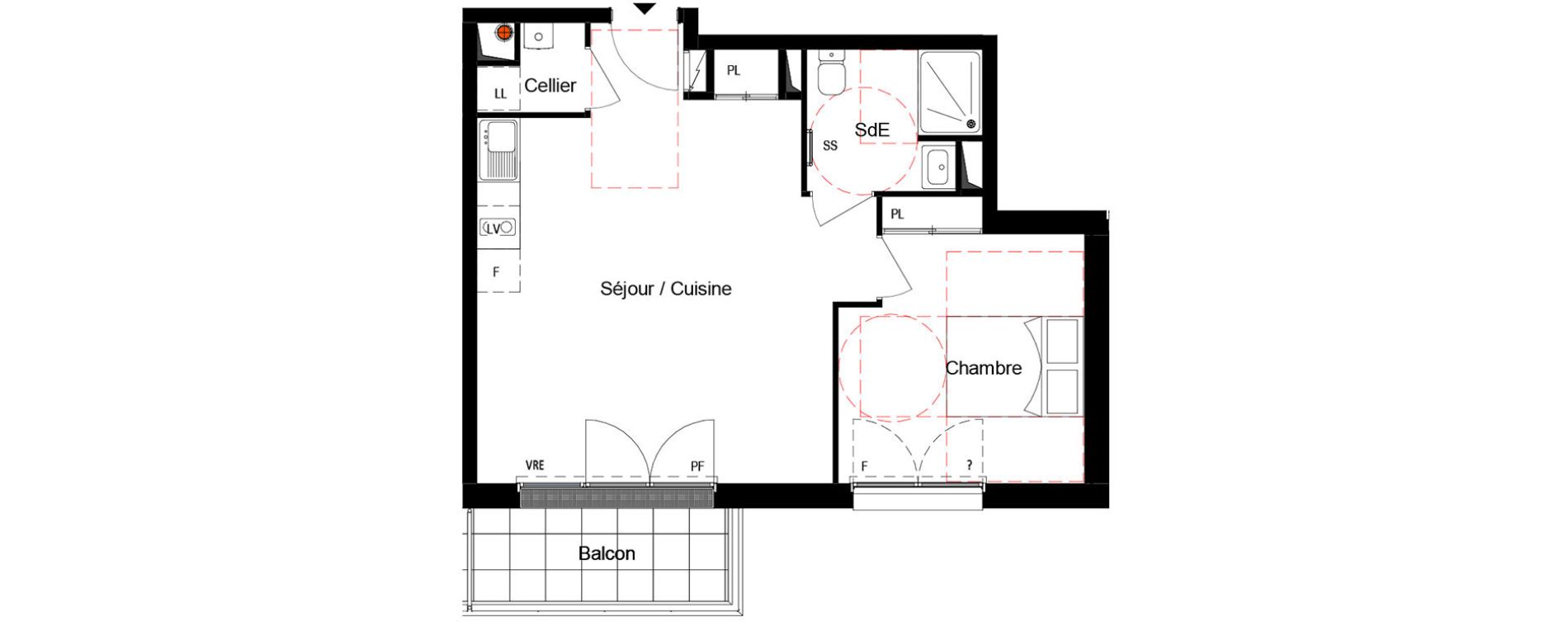 Appartement T2 de 46,56 m2 &agrave; Cou&euml;ron Centre