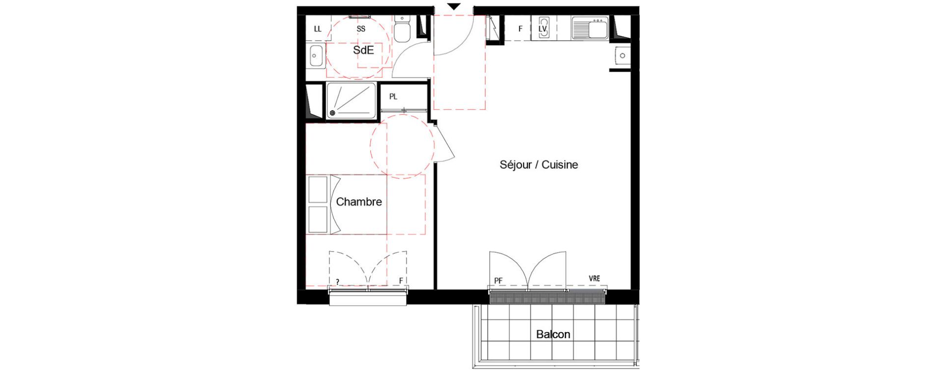 Appartement T2 de 46,87 m2 &agrave; Cou&euml;ron Centre