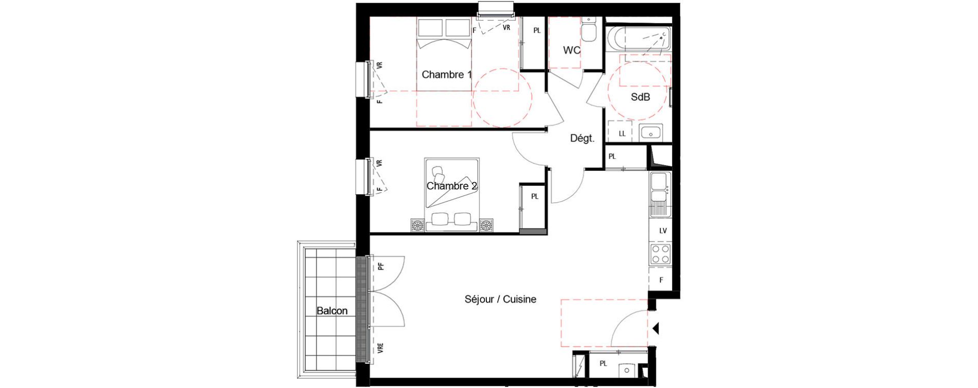 Appartement T3 de 66,80 m2 &agrave; Cou&euml;ron Centre