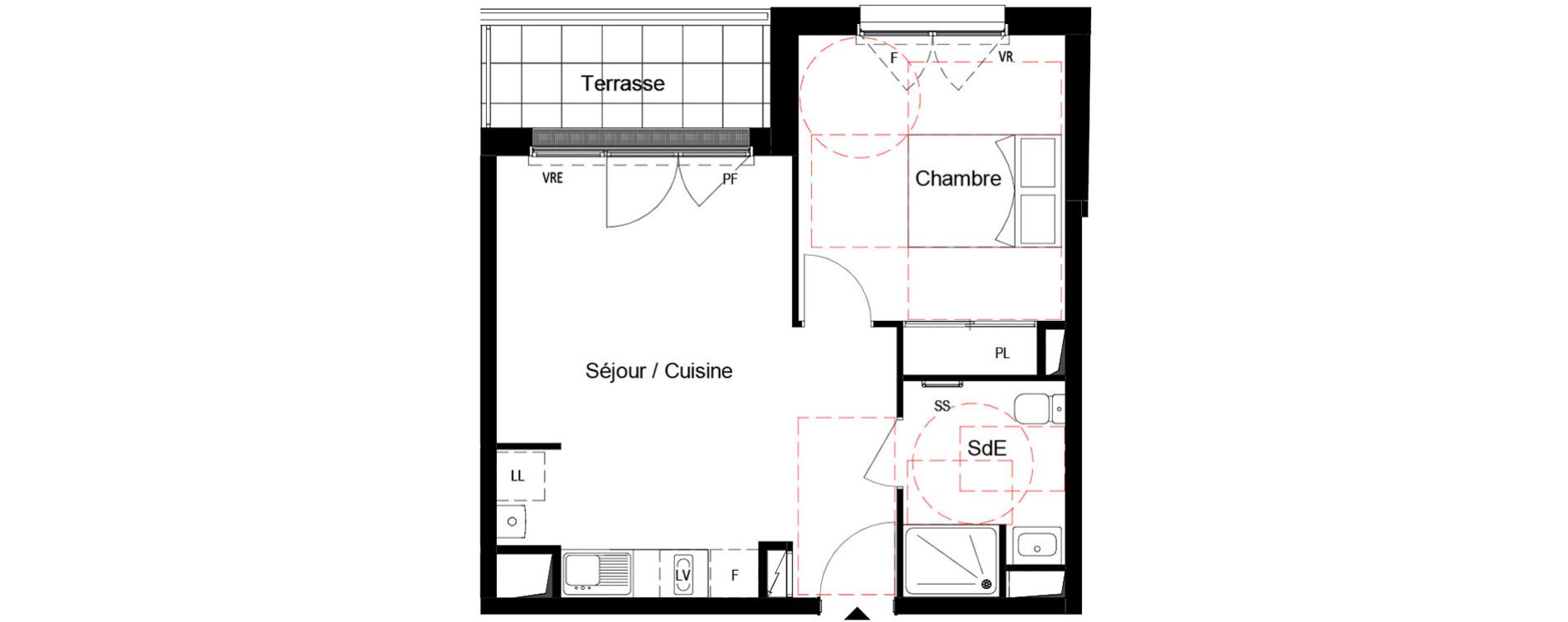 Appartement T2 de 41,78 m2 &agrave; Cou&euml;ron Centre