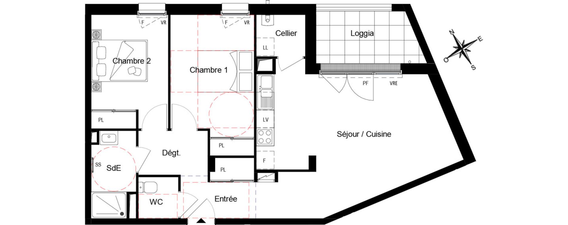 Appartement T3 de 66,00 m2 &agrave; Cou&euml;ron Centre