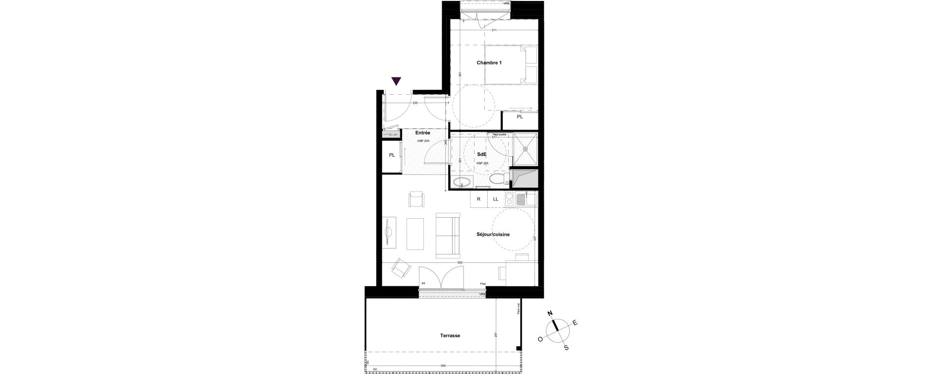 Appartement T2 de 43,86 m2 &agrave; Cou&euml;ron Centre