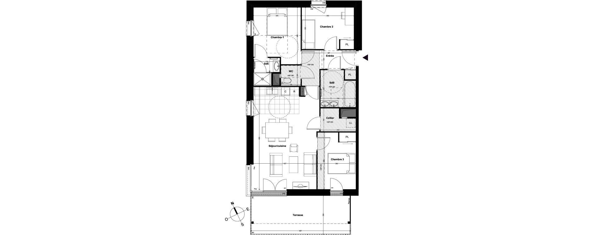 Appartement T4 de 81,11 m2 &agrave; Cou&euml;ron Centre