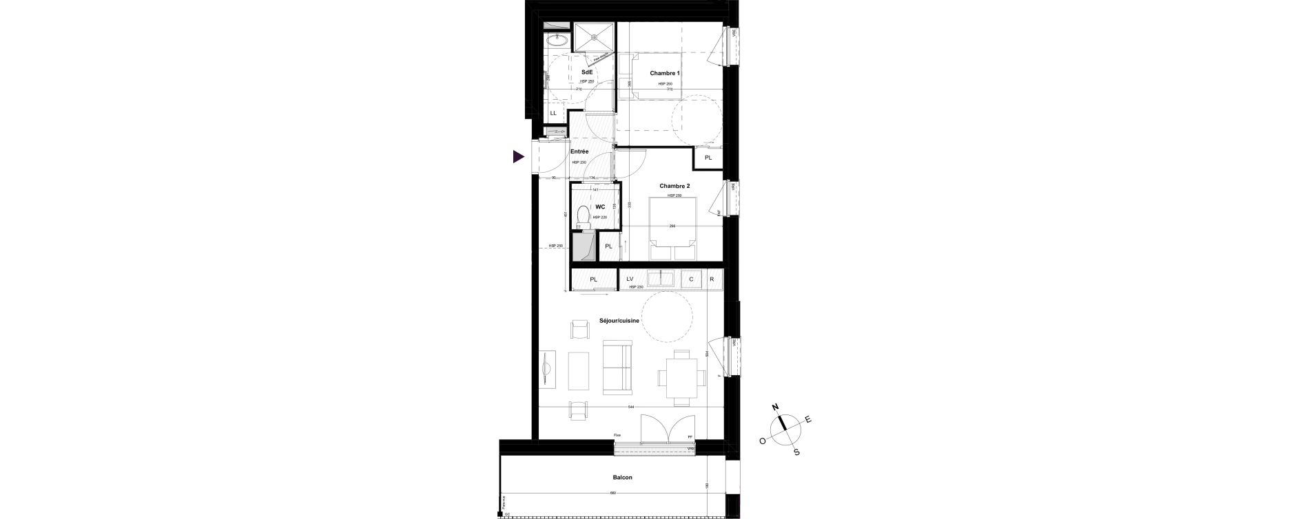 Appartement T3 de 62,69 m2 &agrave; Cou&euml;ron Centre