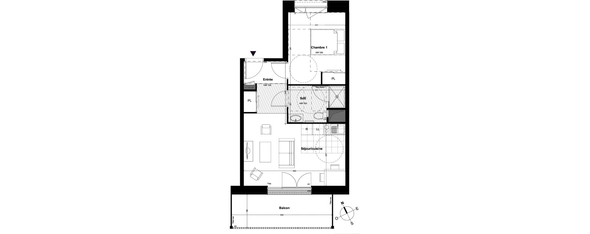 Appartement T2 de 43,86 m2 &agrave; Cou&euml;ron Centre