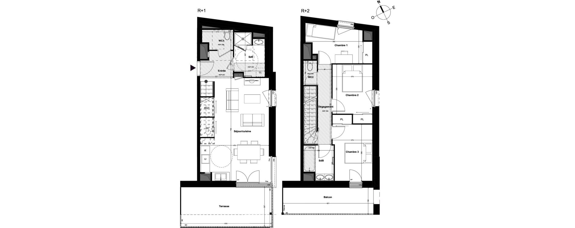 Duplex T4 de 84,85 m2 &agrave; Cou&euml;ron Centre