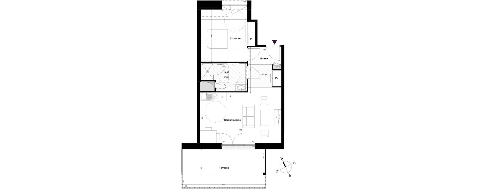 Appartement T2 de 46,45 m2 &agrave; Cou&euml;ron Centre