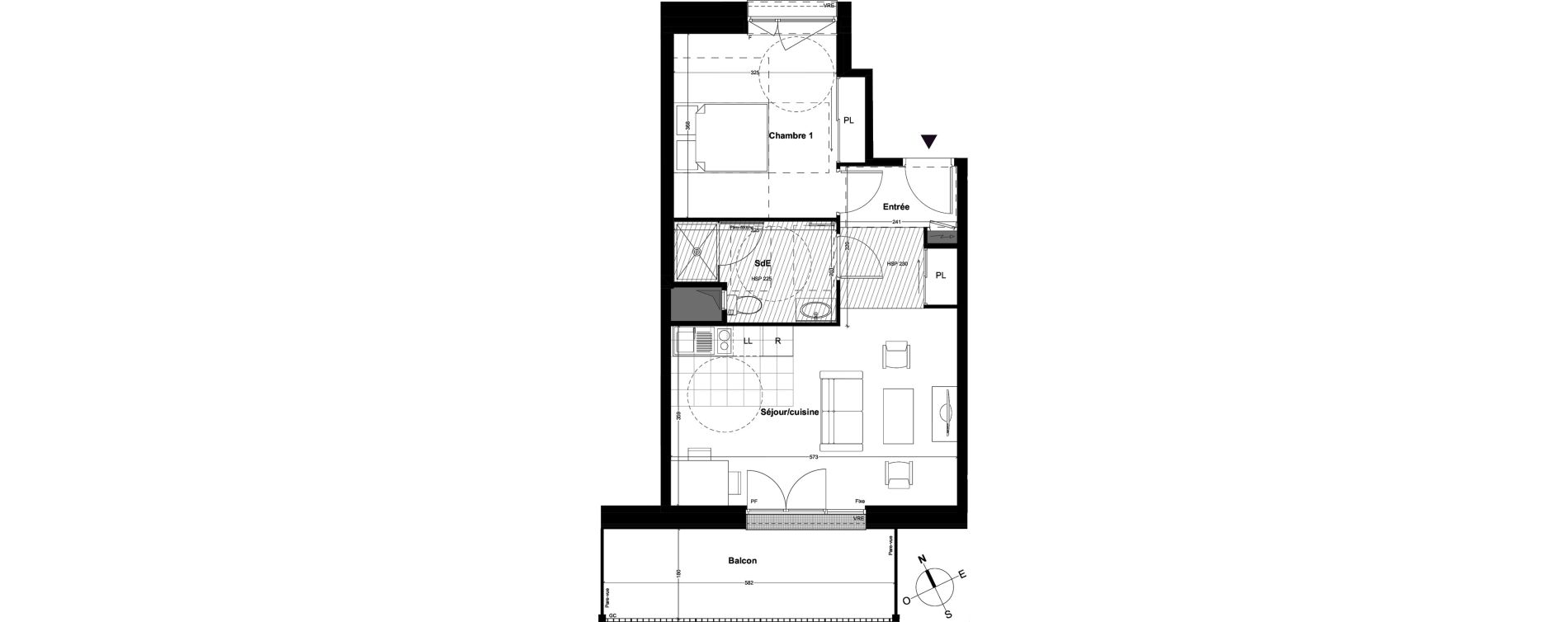 Appartement T2 de 46,41 m2 &agrave; Cou&euml;ron Centre