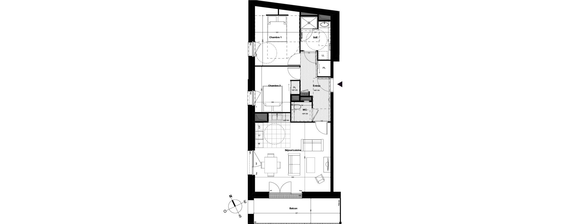 Appartement T3 de 67,22 m2 &agrave; Cou&euml;ron Centre