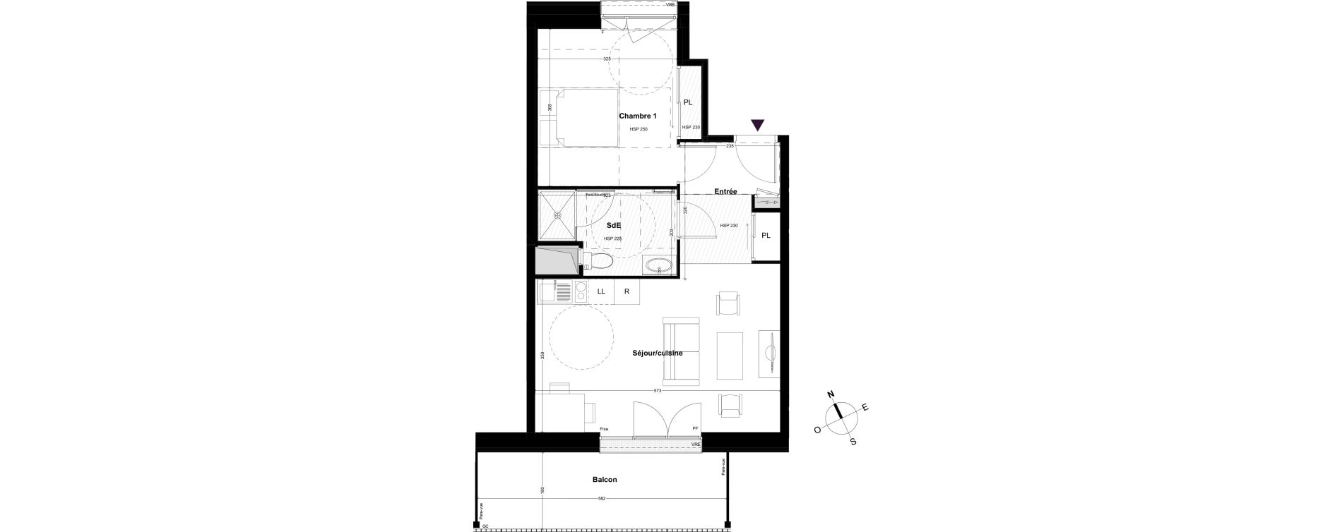 Appartement T2 de 46,43 m2 &agrave; Cou&euml;ron Centre