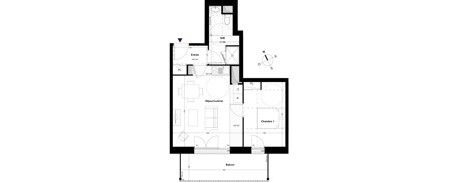 Appartement T2 de 45,81 m2 &agrave; Cou&euml;ron Centre
