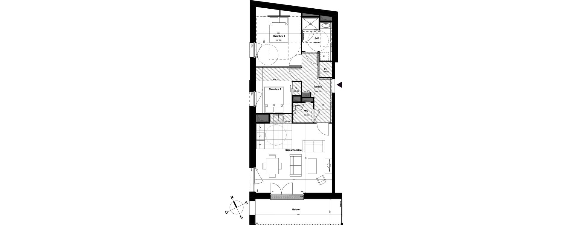 Appartement T3 de 67,68 m2 &agrave; Cou&euml;ron Centre