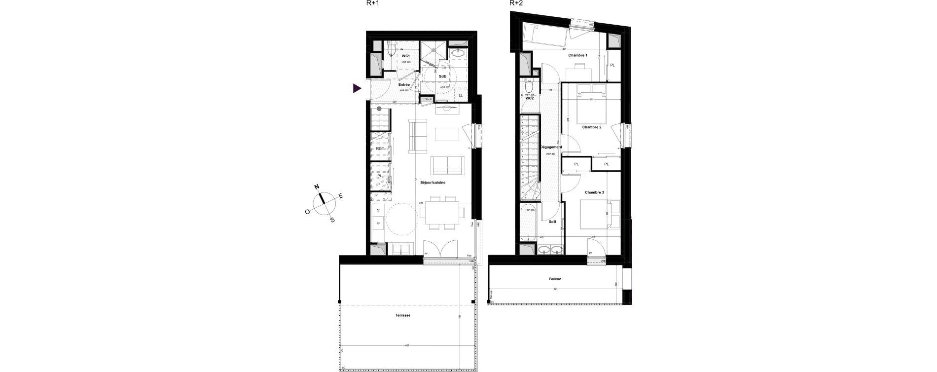 Duplex T4 de 83,68 m2 &agrave; Cou&euml;ron Centre
