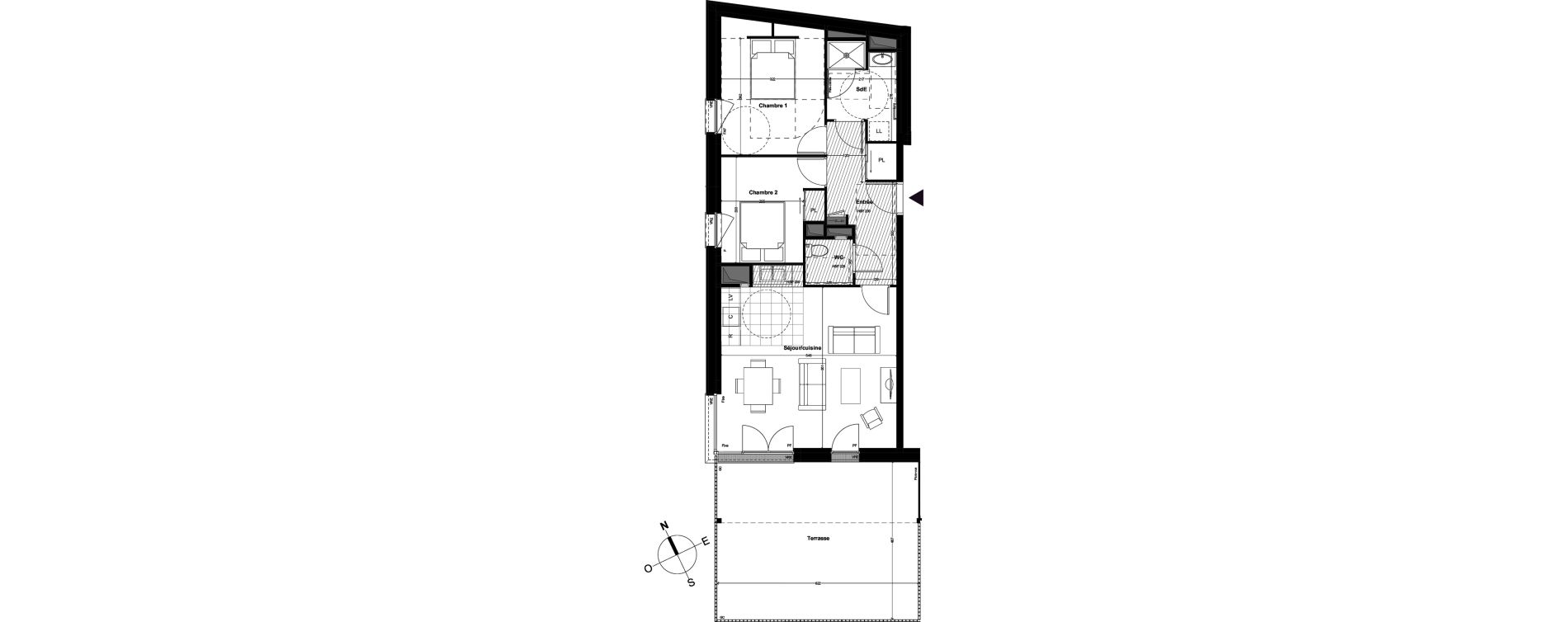 Appartement T3 de 67,25 m2 &agrave; Cou&euml;ron Centre