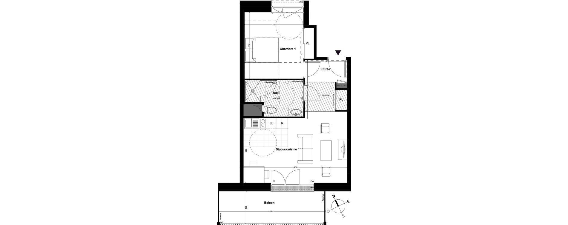 Appartement T2 de 46,42 m2 &agrave; Cou&euml;ron Centre