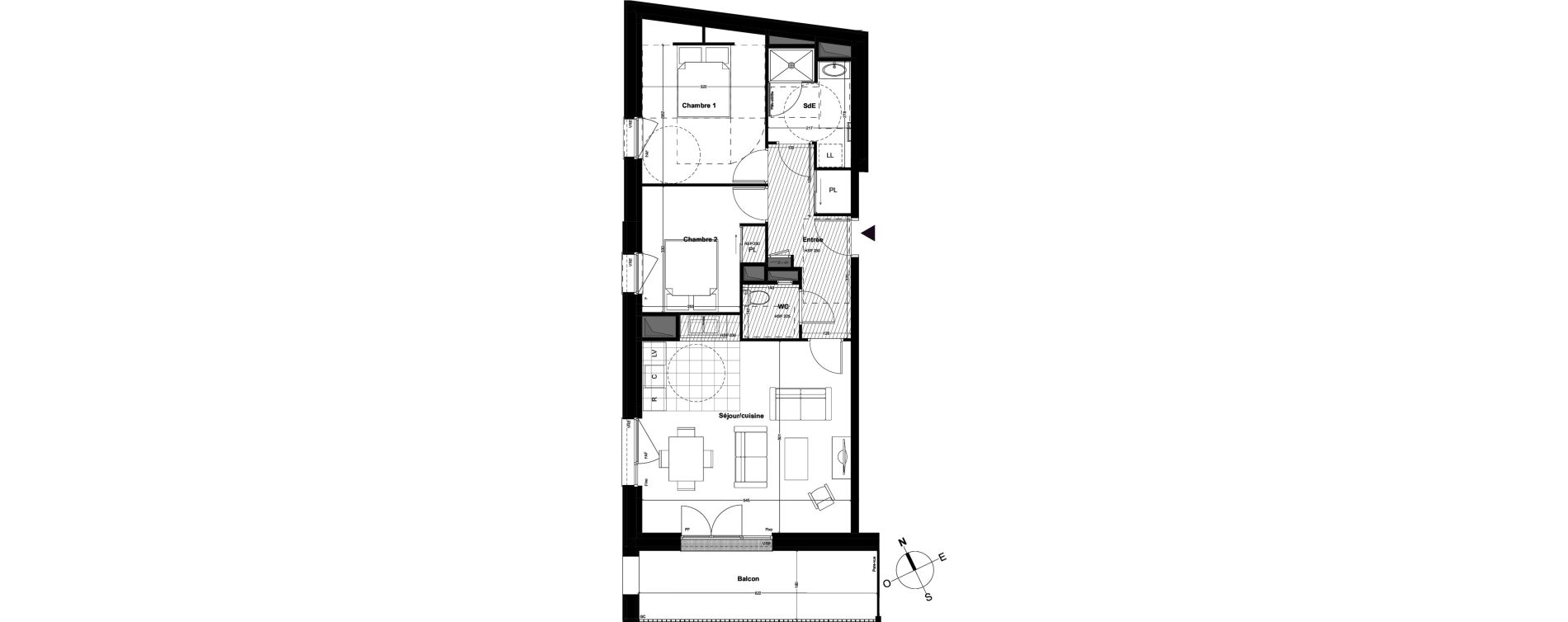 Appartement T3 de 67,27 m2 &agrave; Cou&euml;ron Centre