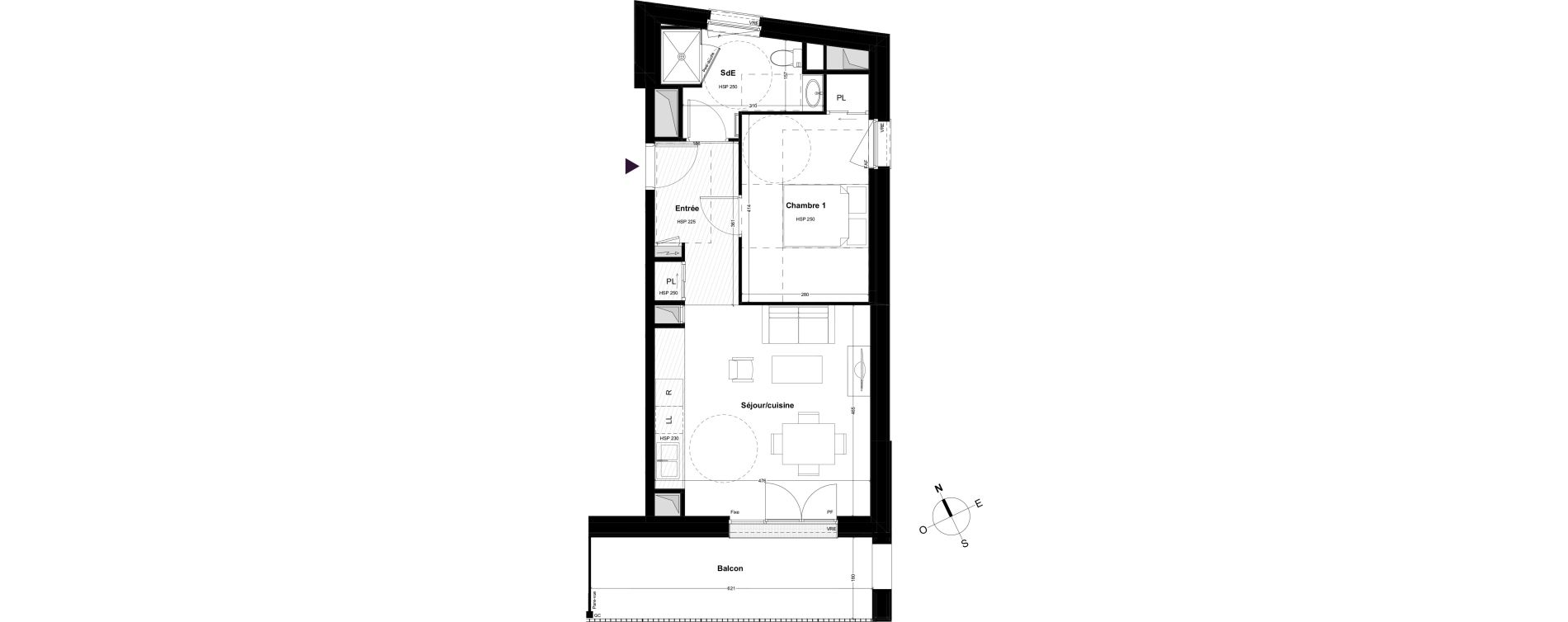 Appartement T2 de 46,34 m2 &agrave; Cou&euml;ron Centre