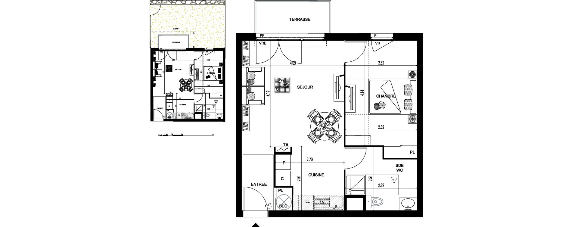 Appartement T2 de 44,82 m2 &agrave; Cou&euml;ron La chabossi&egrave;re