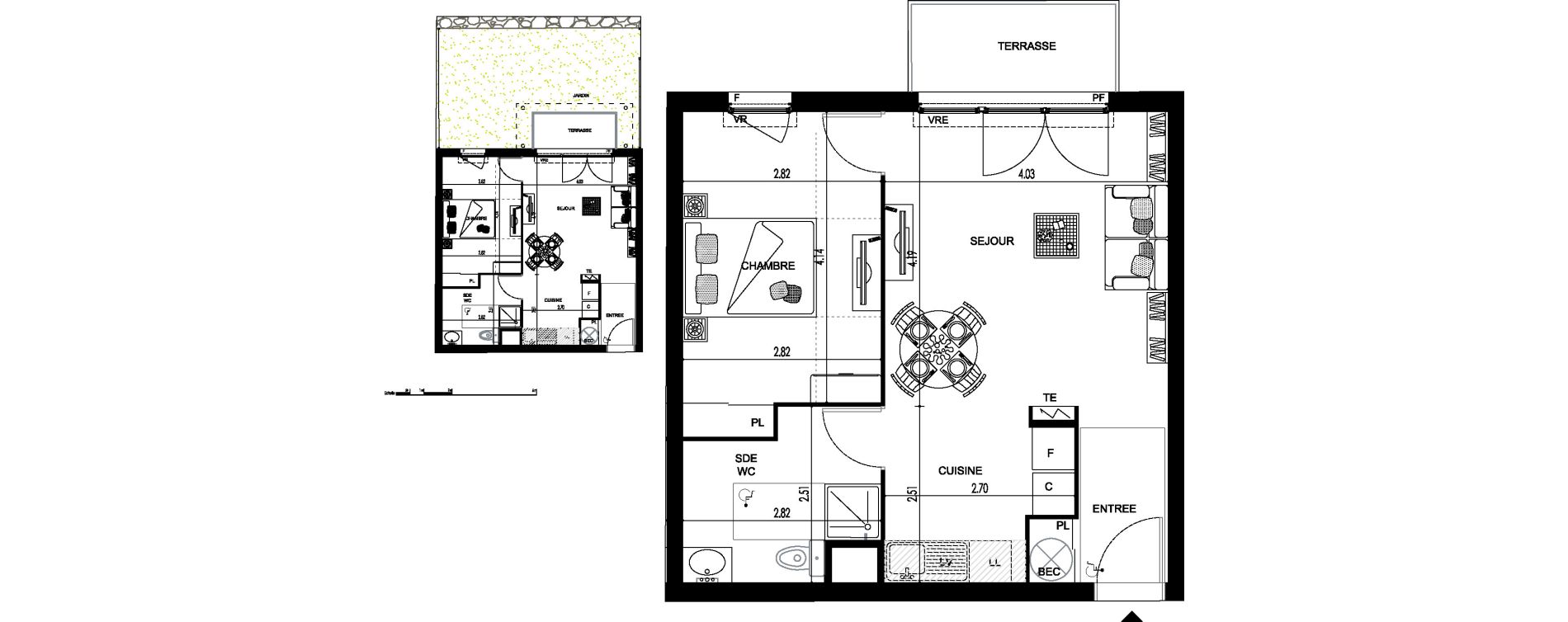 Appartement T2 de 44,82 m2 &agrave; Cou&euml;ron La chabossi&egrave;re
