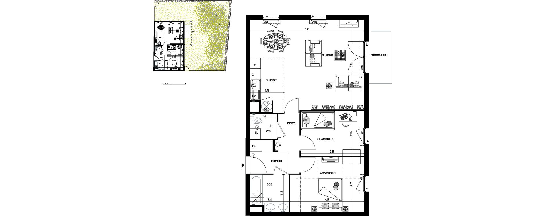 Appartement T3 de 68,13 m2 &agrave; Cou&euml;ron La chabossi&egrave;re