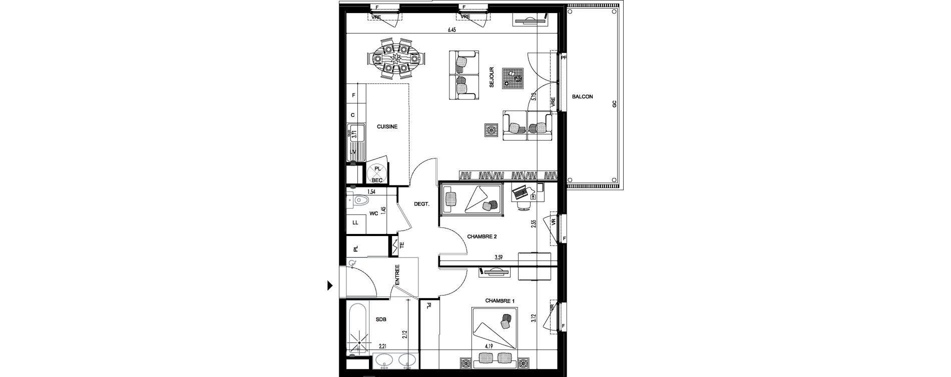 Appartement T3 de 68,13 m2 &agrave; Cou&euml;ron La chabossi&egrave;re