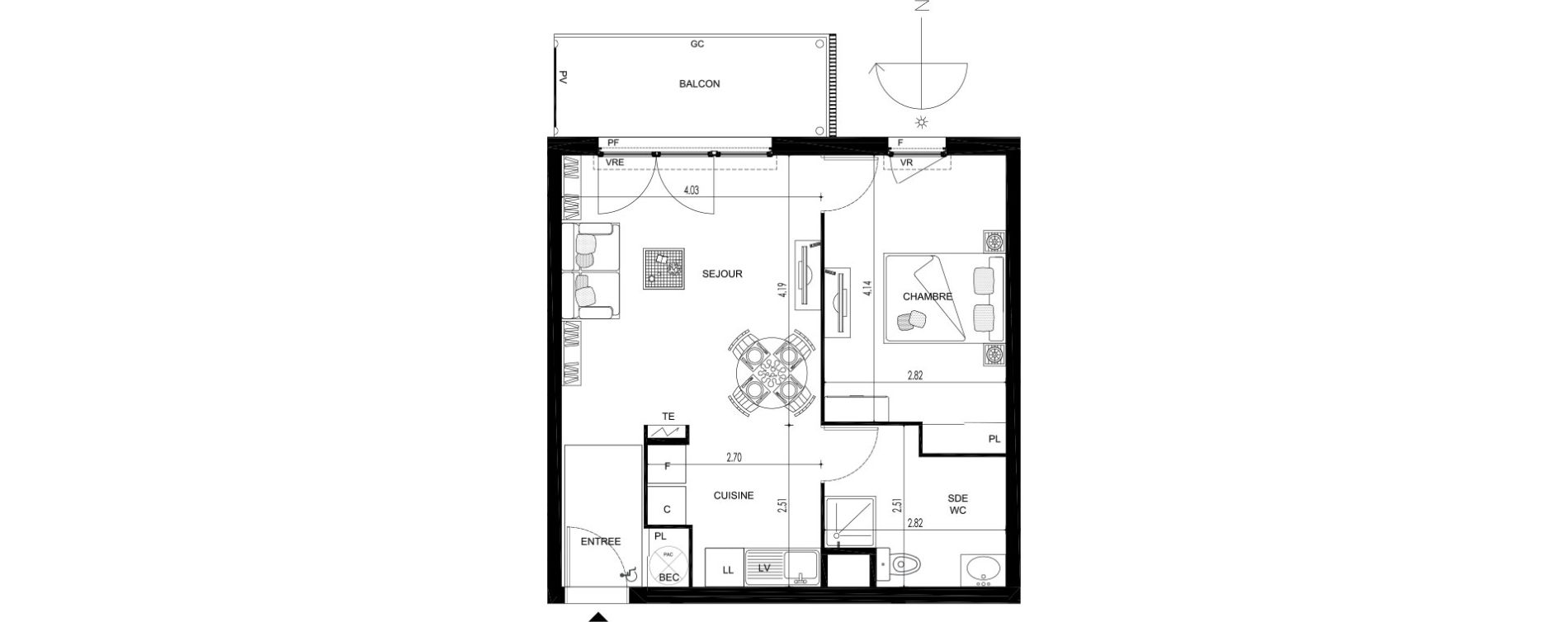 Appartement T2 de 44,82 m2 &agrave; Cou&euml;ron La chabossi&egrave;re