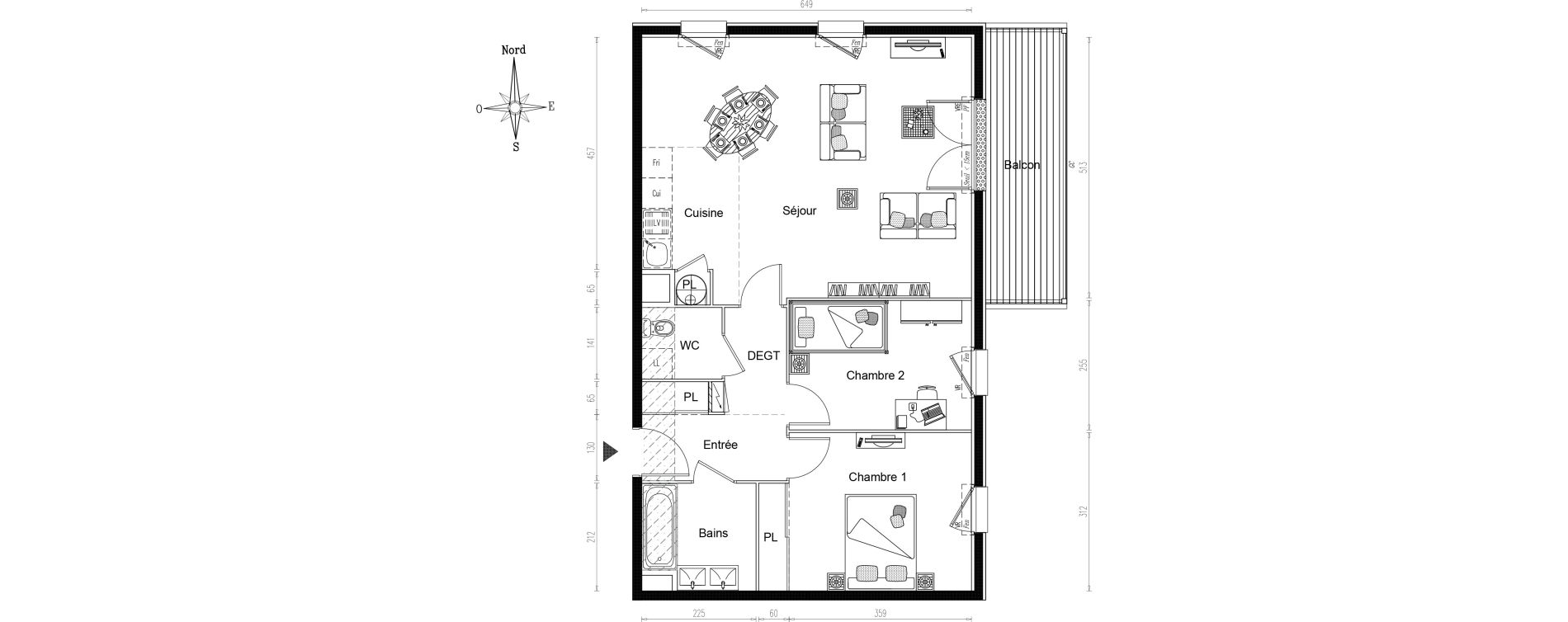 Appartement T3 de 68,63 m2 &agrave; Cou&euml;ron La chabossi&egrave;re