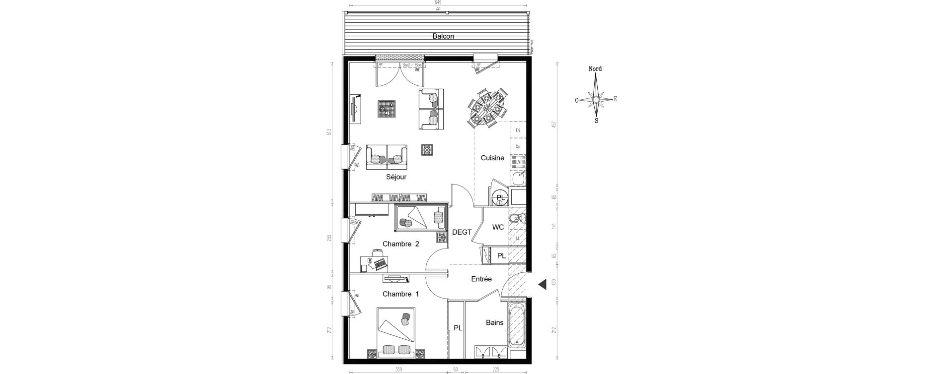 Appartement T3 de 68,63 m2 &agrave; Cou&euml;ron La chabossi&egrave;re