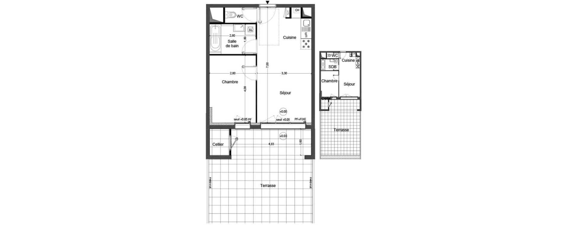 Appartement T2 de 40,92 m2 &agrave; Cou&euml;ron Centre