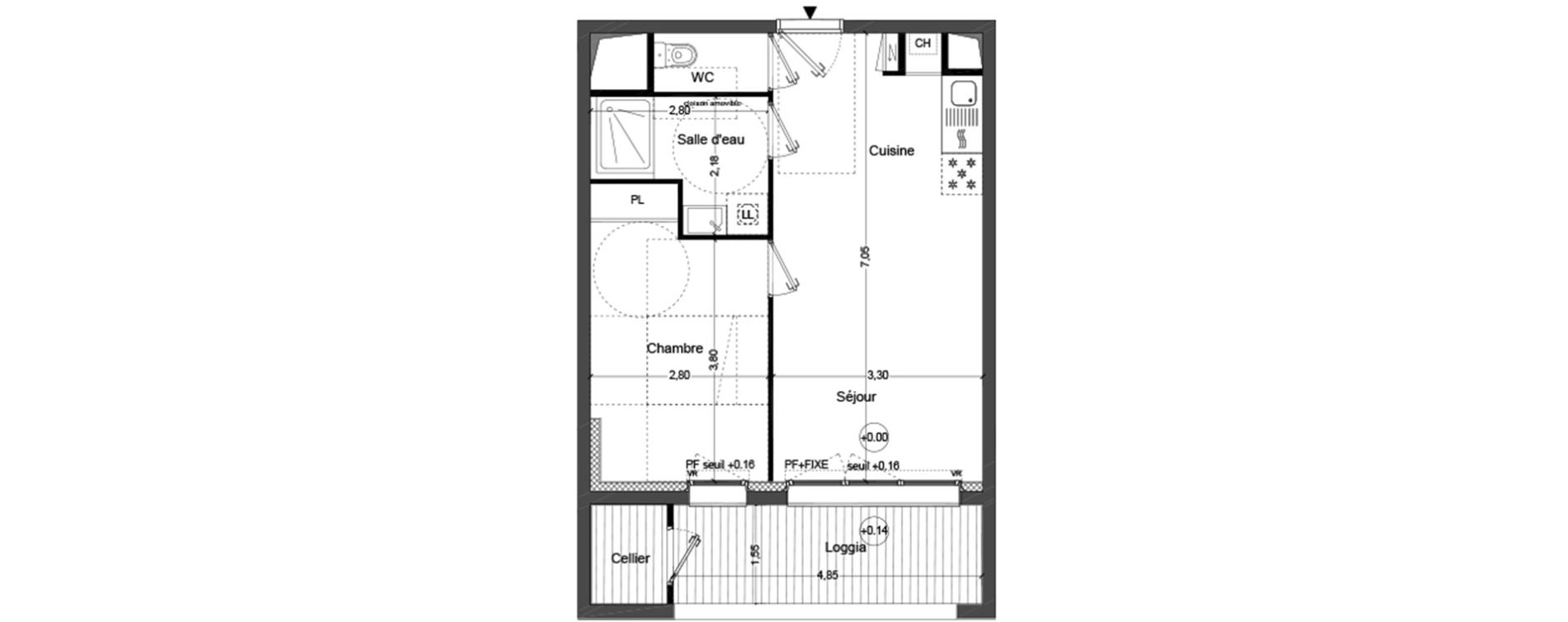 Appartement T2 de 40,80 m2 &agrave; Cou&euml;ron Centre
