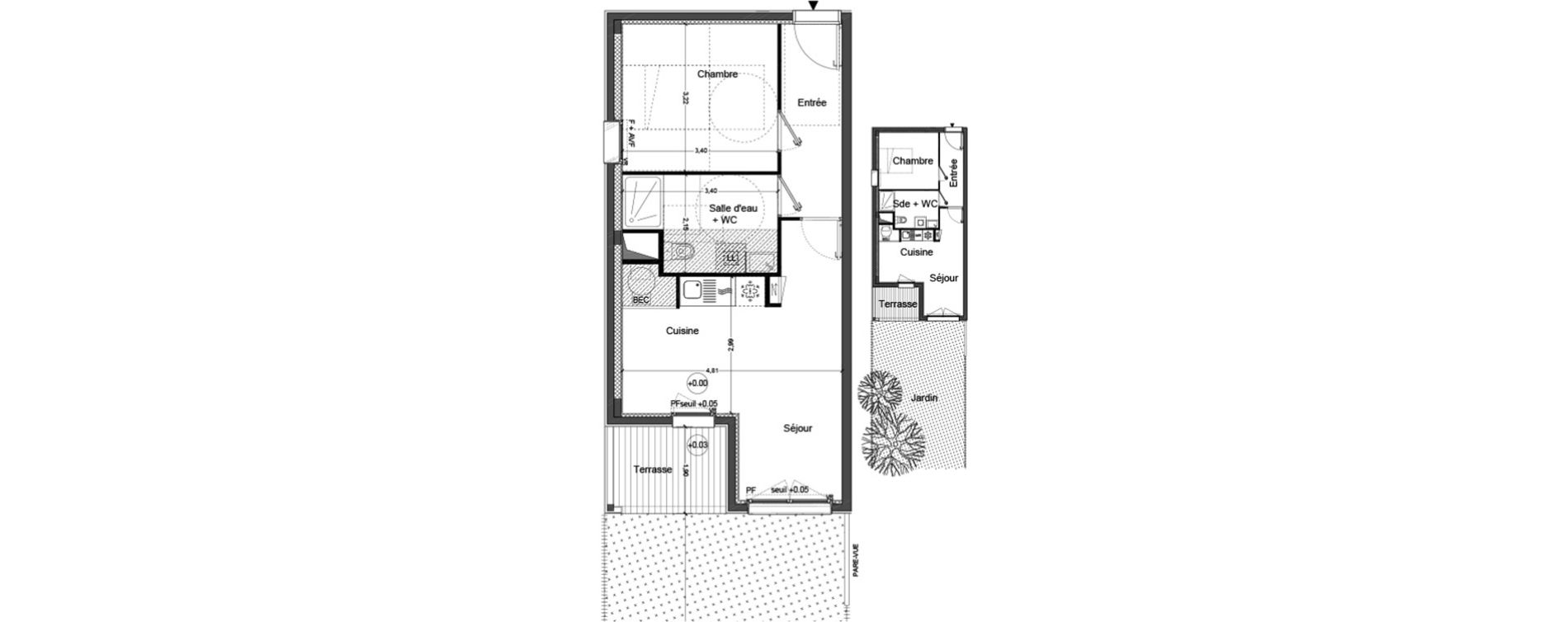 Appartement T2 de 43,22 m2 &agrave; Cou&euml;ron Centre