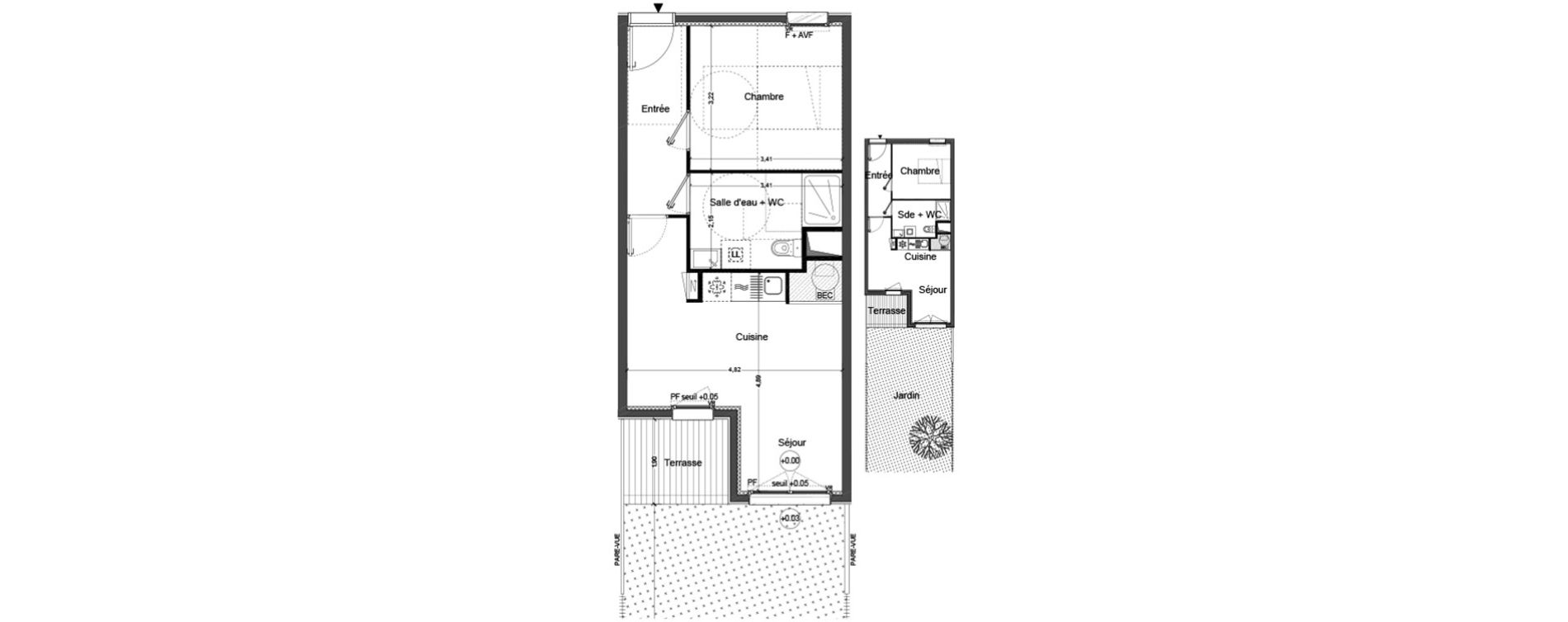 Appartement T2 de 43,35 m2 &agrave; Cou&euml;ron Centre