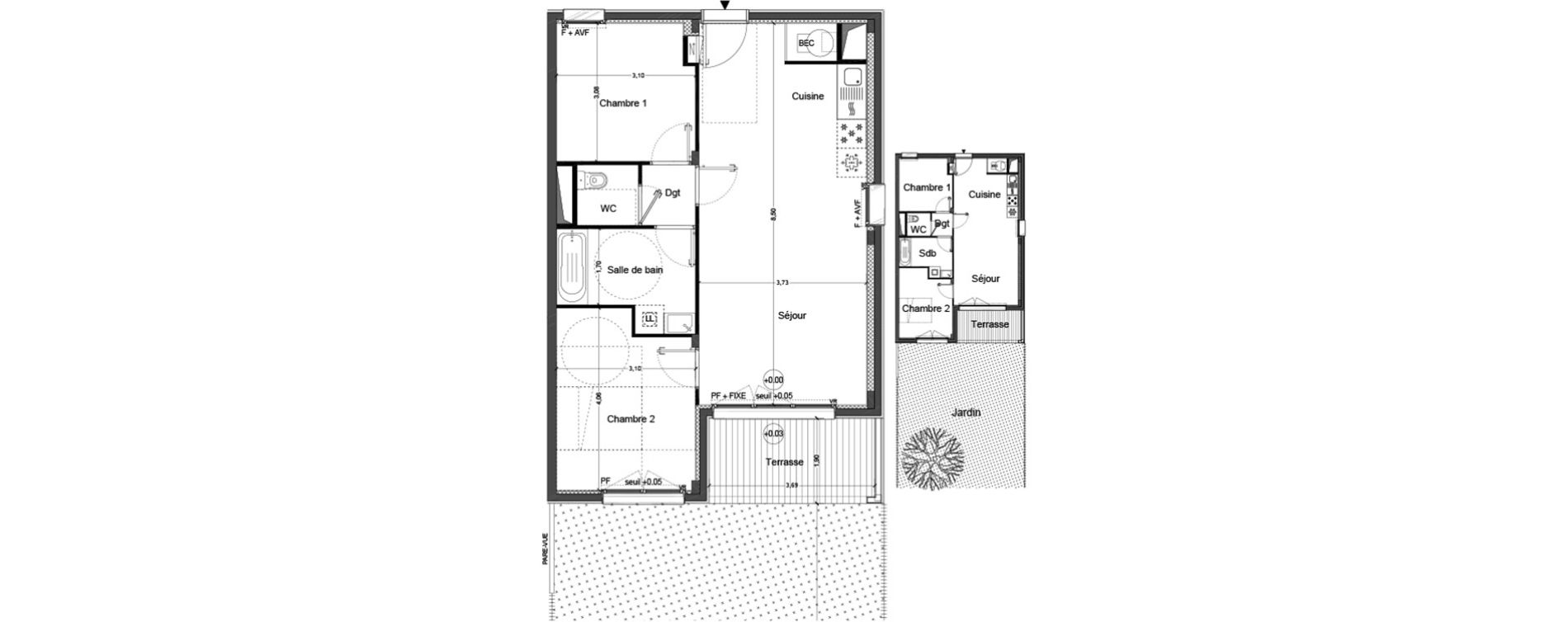 Appartement T3 de 61,53 m2 &agrave; Cou&euml;ron Centre