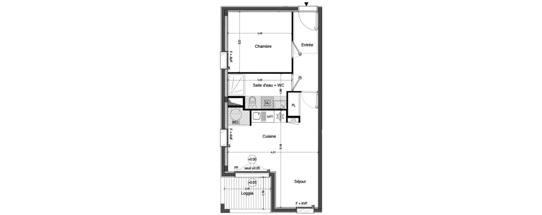 Appartement T2 de 43,33 m2 &agrave; Cou&euml;ron Centre