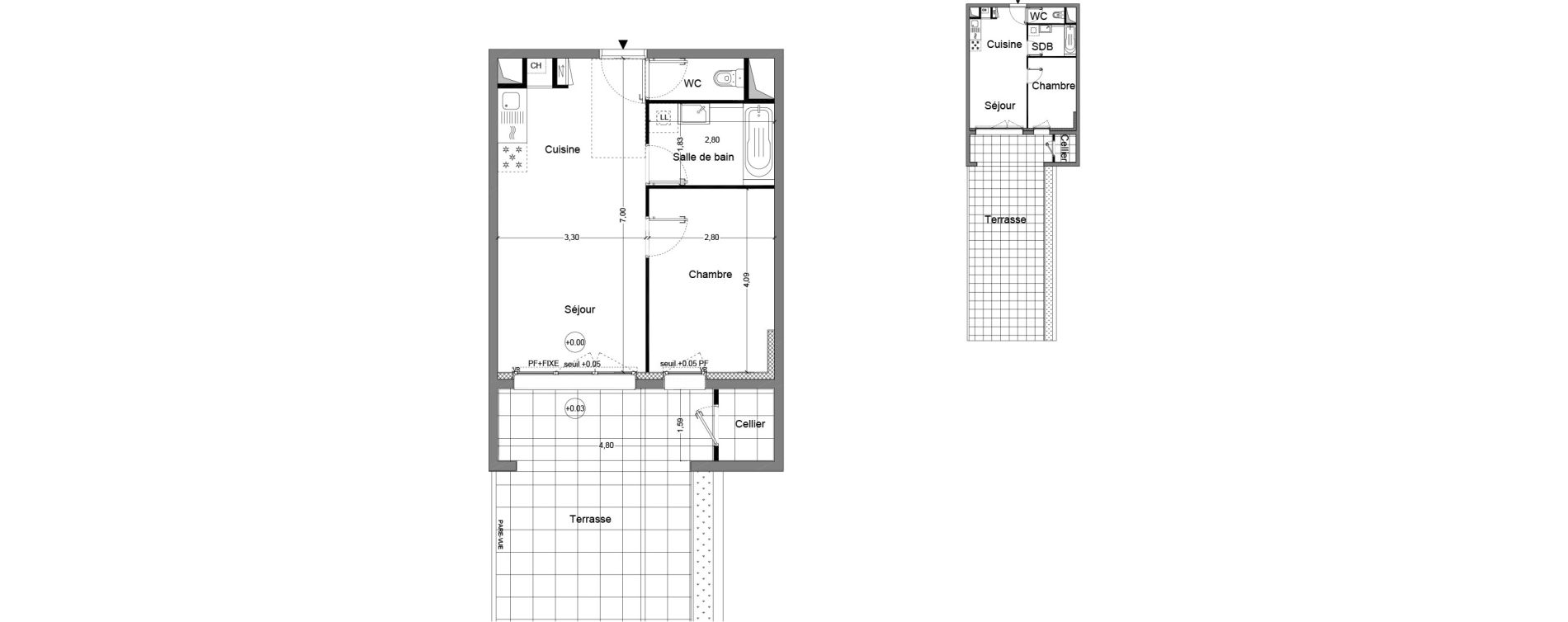 Appartement T2 de 41,16 m2 &agrave; Cou&euml;ron Centre