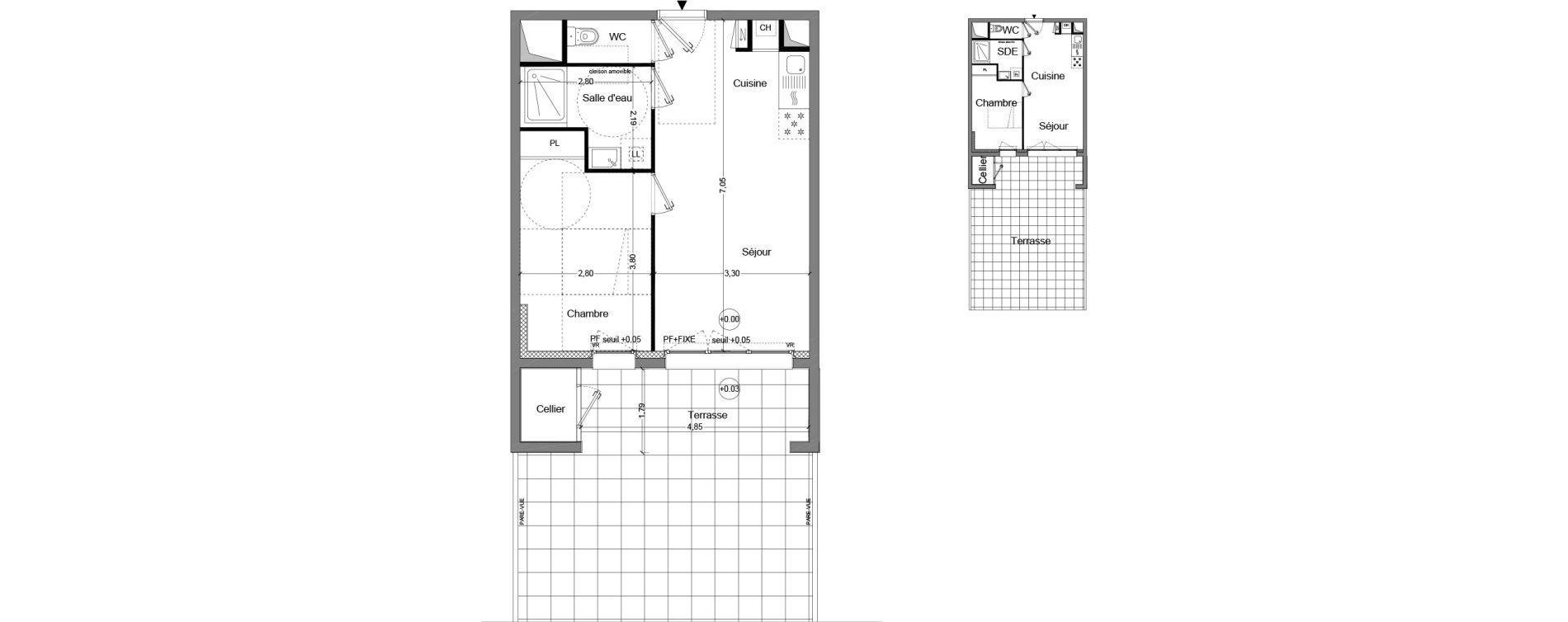 Appartement T2 de 40,81 m2 &agrave; Cou&euml;ron Centre