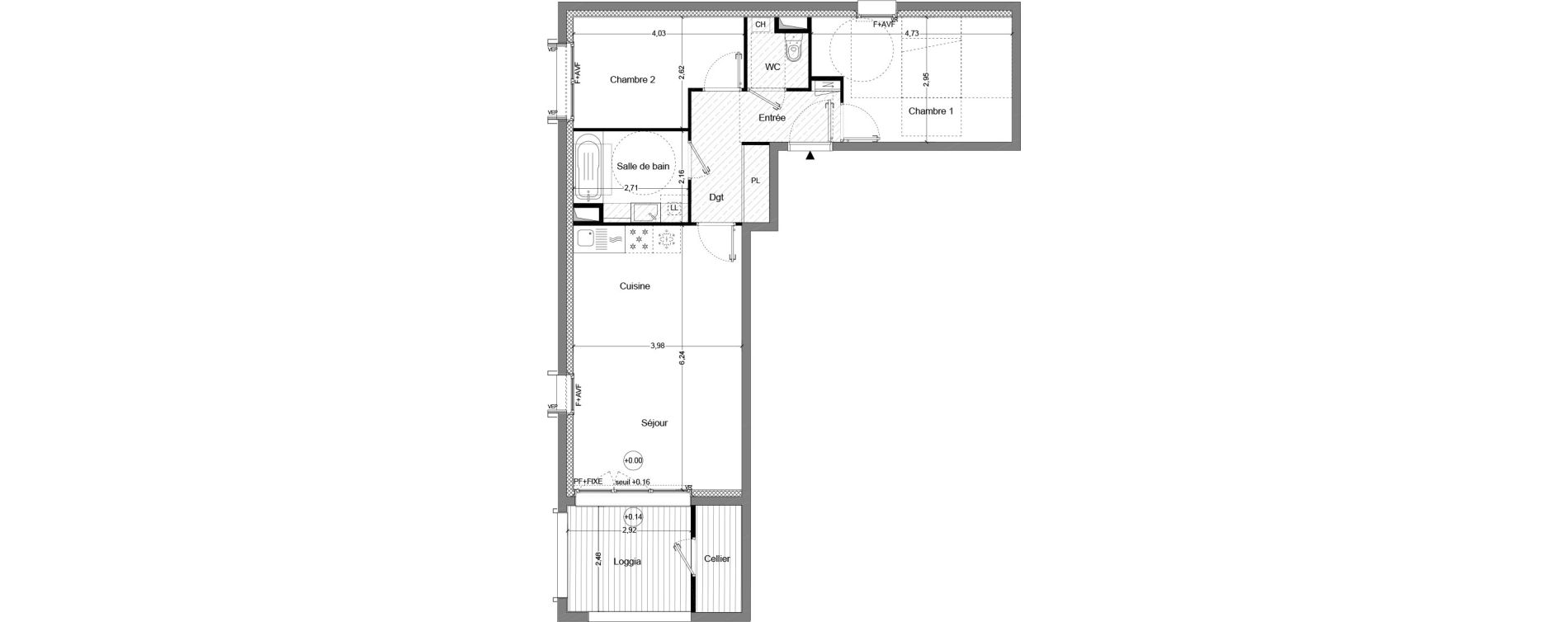 Appartement T3 de 62,16 m2 &agrave; Cou&euml;ron Centre